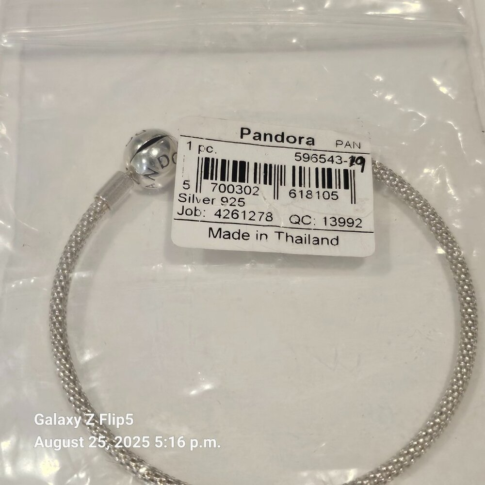 Authentic Pandora RETIRED Silver Smooth Clasp Mesh Bracelet 7.5" 596543-19 NEW